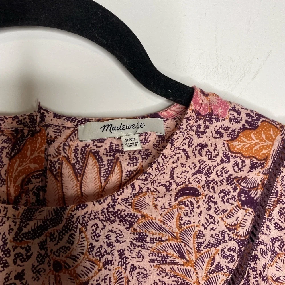 Madewell Bali Blooms Yoked Puff Sleeve Top XXS